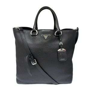 Prada Vitello Daino Shopping Black Leather Tote